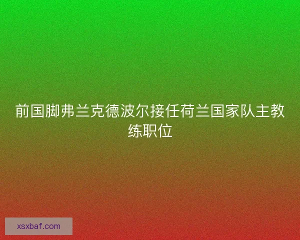 前国脚弗兰克德波尔接任荷兰国家队主教练职位