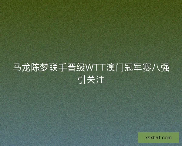 马龙陈梦联手晋级WTT澳门冠军赛八强引关注